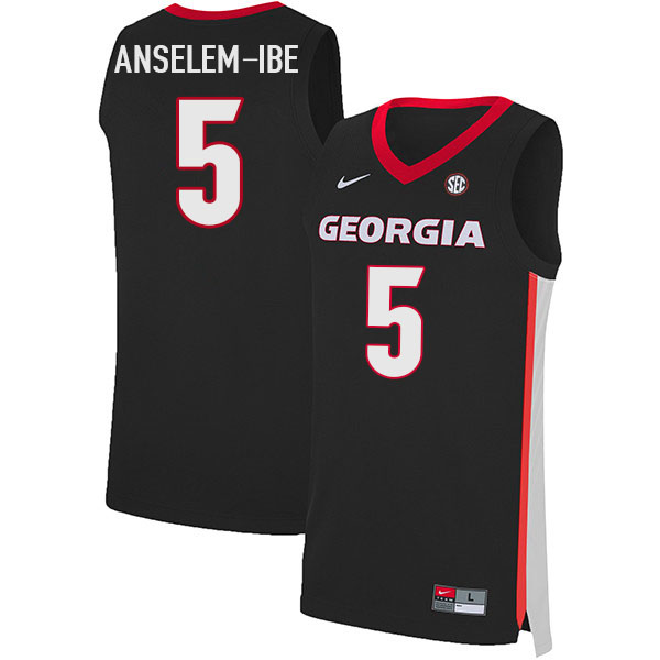 Georgia Bulldogs #5 Frank Anselem-Ibe College Basketball Jerseys Stitched Sale-Black
